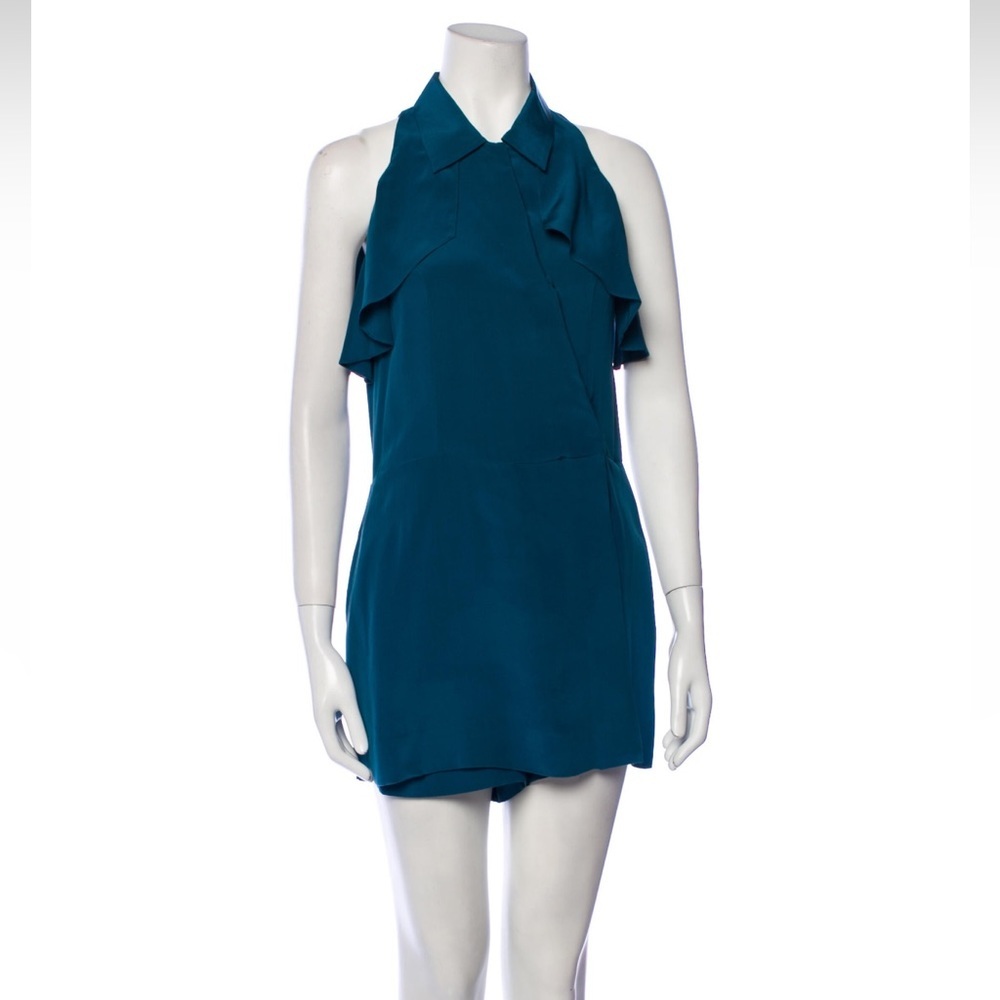 Vena Cava Silk Romper - Turquoise Blue - size Small